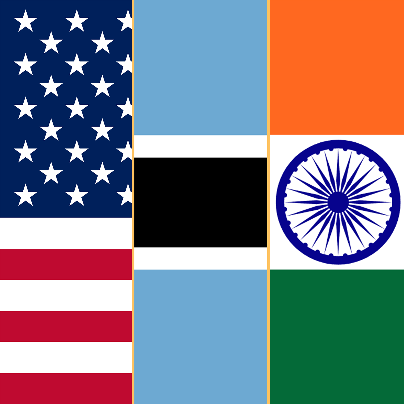 USA-Botswana-India Flags